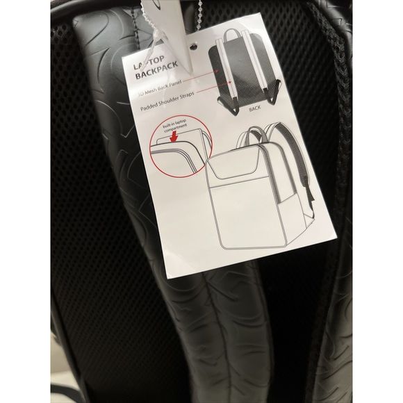 Guess Los Angeles KAMRI Travel Laptop Backpack Black Signature Embossed NWT - Picture 5 of 15